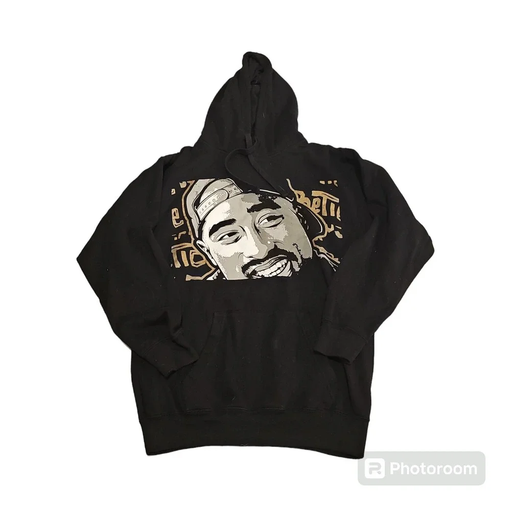 Poetic Justice Tupac Shakur Long Sleeve Hoodie Sweatshirt‎ Black Men Size Small